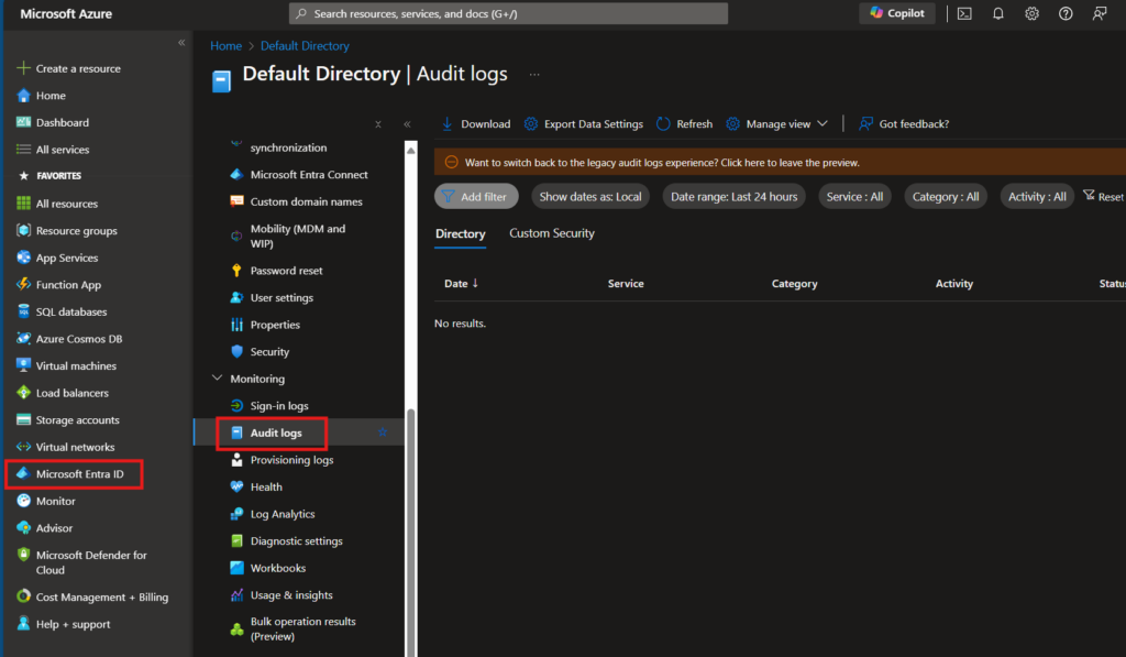 Enabling Audit Logs in Microsoft Azure