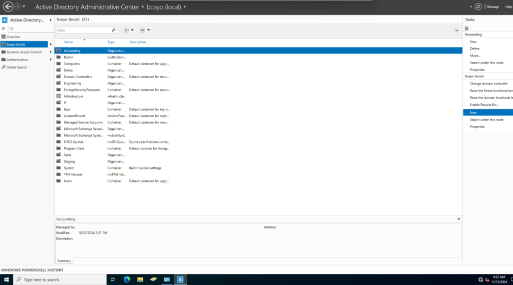 Active Directory Admin Center