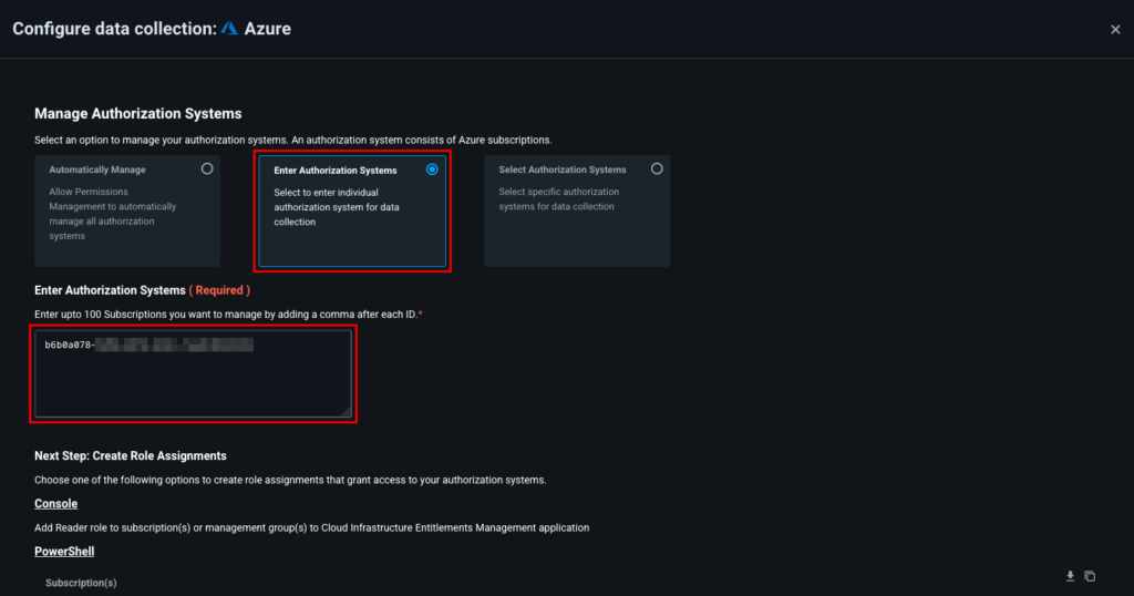 Select an Authorization System management option.