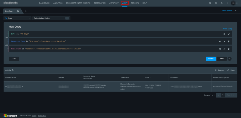 Query Permissions Management for auditing