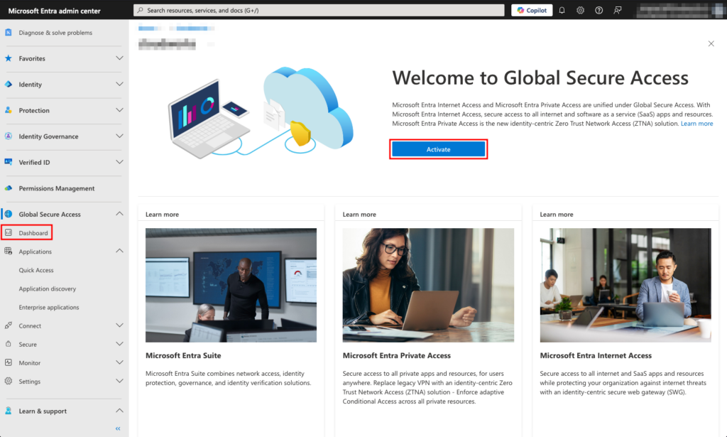 Access Global Secure Access in Microsoft Entra admin center