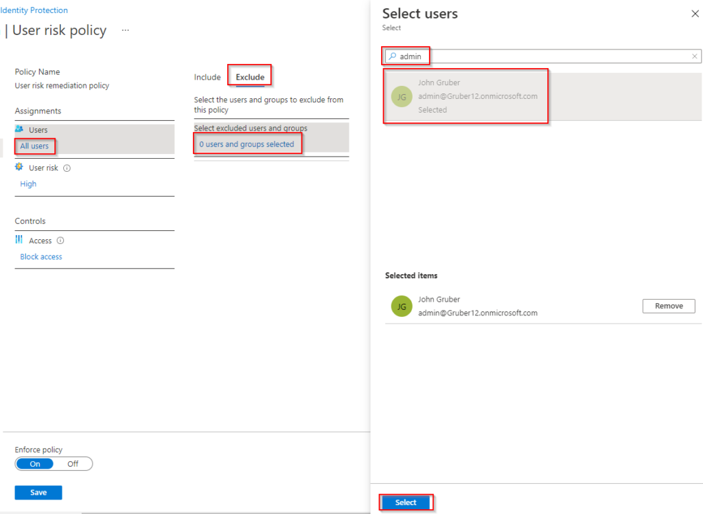 Configure user risk policies for all users. (source)