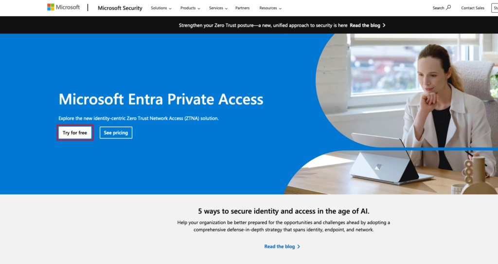 Follow the prompts to sign in for a Microsoft Entra Private Access Trial. Close the window when the order is successfully placed.