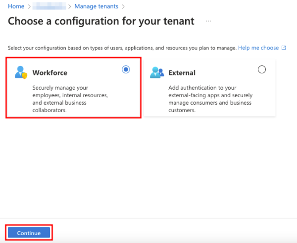 Finally, enter a Tenant Name and Domain Name and select the Location where the tenant data will reside.