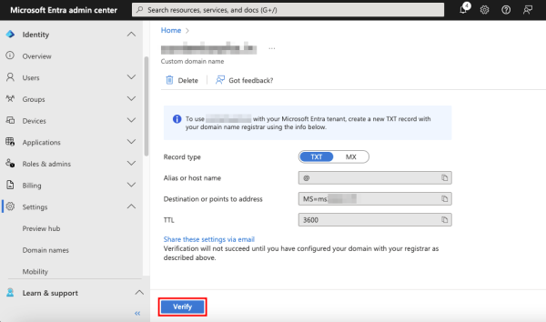 Verifying domain ownership