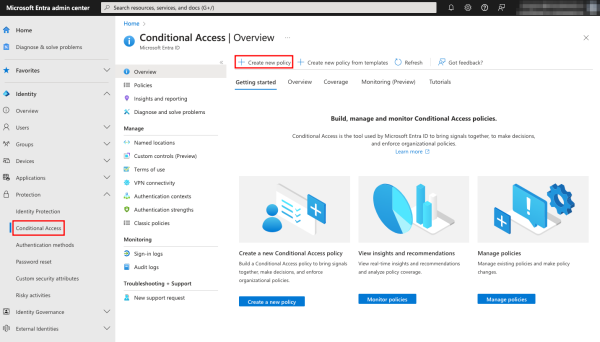 Accessing Conditional Access in the Microsoft Entra admin center