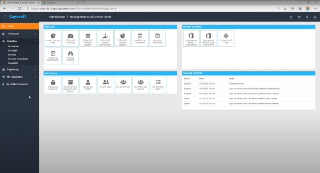 Cayosoft Administrator Dashboard