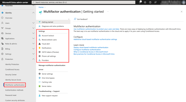 Configuring multifactor authentication settings in the Microsoft Entra admin center