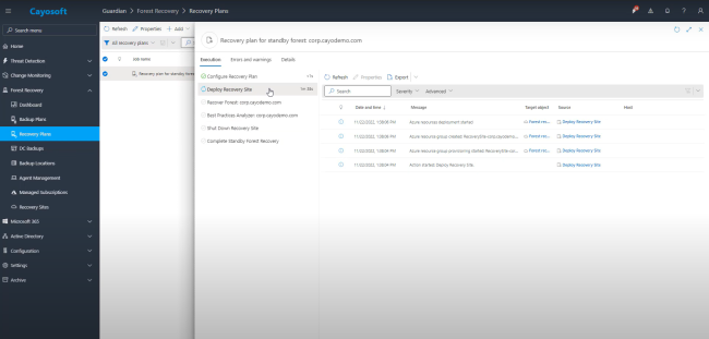 Cayosoft Guardian Forest Recovery plan setup