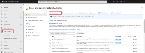 Creating a custom role in Microsoft Entra Admin Center (source)