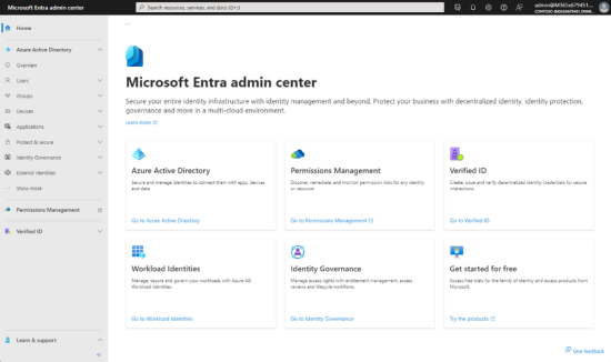 Image showing the Microsoft Entra admin center. (Source)